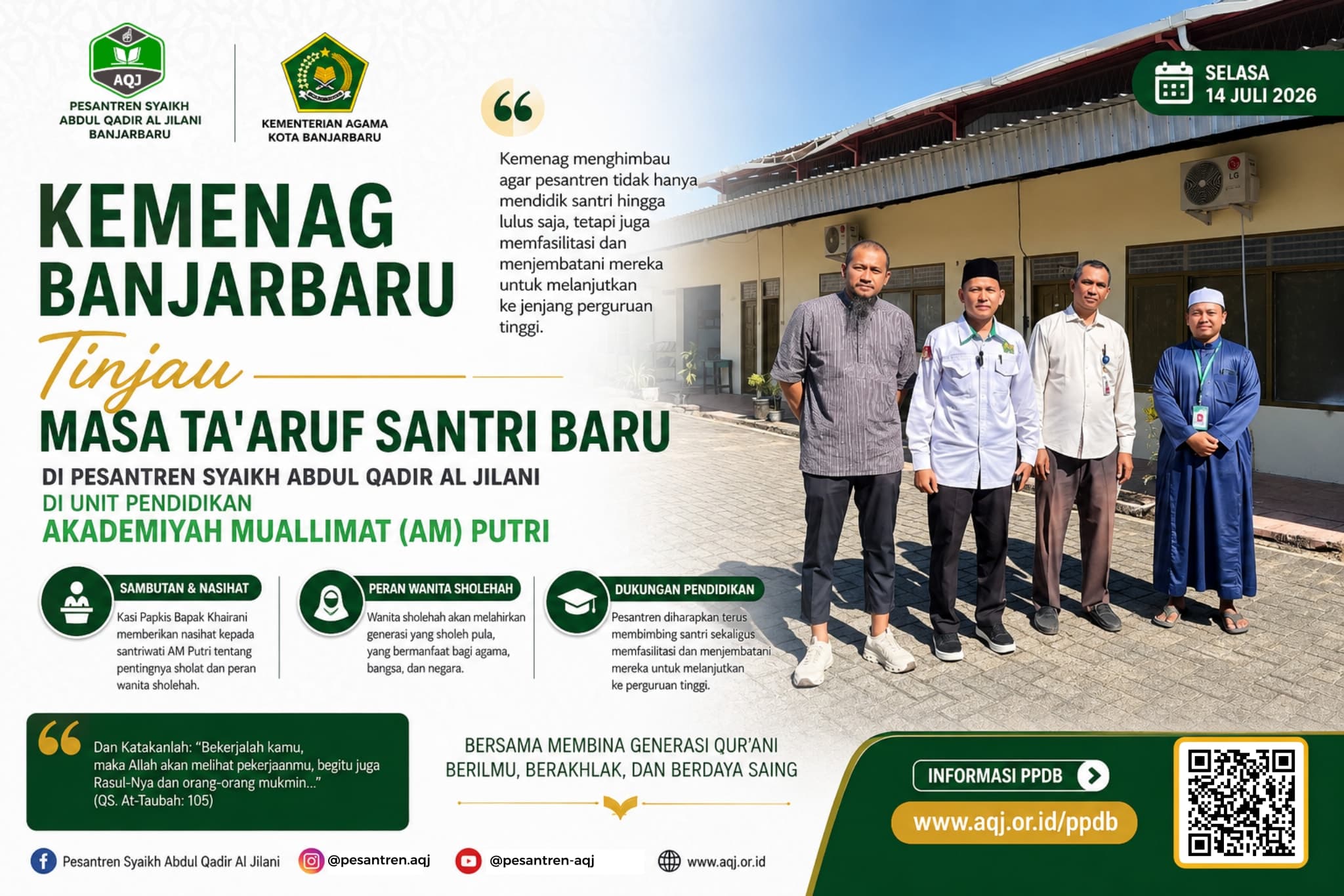 Kemenag Banjarbaru Tinjau Masa Ta'aruf Santri Baru di Pesantren Syaikh Abdul Qadir Al Jilani